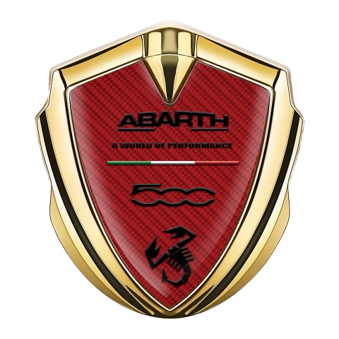 Fiat Abarth Badge Self Adhesive Gold Red Carbon Black Scorpion Design