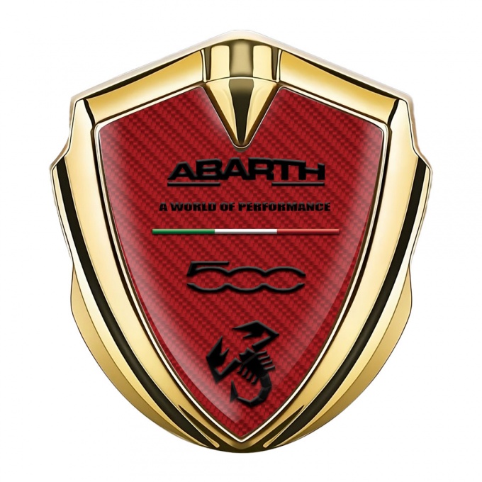 Fiat Abarth Badge Self Adhesive Gold Red Carbon Black Scorpion Design