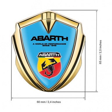 Fiat Abarth Emblem Badge Self Adhesive Gold Blue Base Color Shield Logo