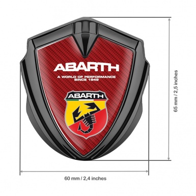 Fiat Abarth Emblem Fender Badge Graphite Red Carbon Color Shield Motif