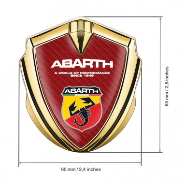 Fiat Abarth Emblem Fender Badge Gold Red Carbon Color Shield Motif