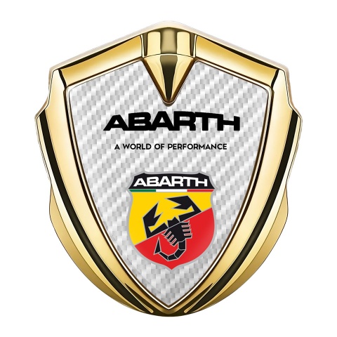 Fiat Abarth Emblem Fender Badge Gold White Carbon Sport Logo Edition