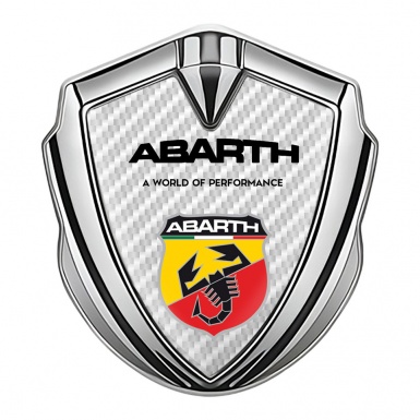 Fiat Abarth Emblem Fender Badge Silver White Carbon Sport Logo Edition