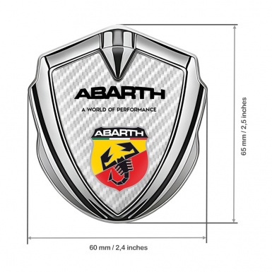 Fiat Abarth Emblem Fender Badge Silver White Carbon Sport Logo Edition