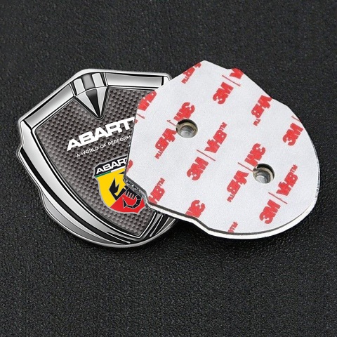Fiat Abarth Fender Emblem Badge Silver Grey Carbon Sport Logo Motif