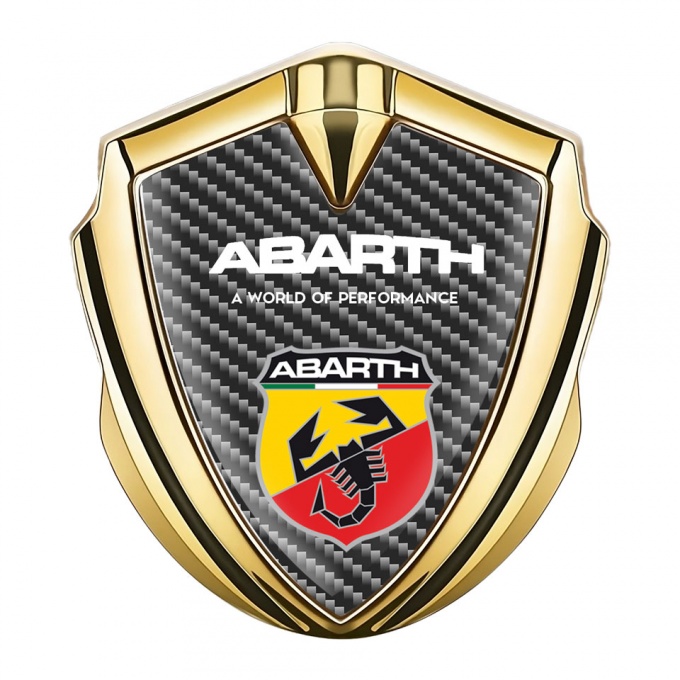 Fiat Abarth Emblem Self Adhesive Gold Dark Carbon Sport Logo Edition