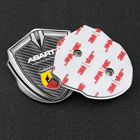 Fiat Abarth Emblem Self Adhesive Silver Dark Carbon Sport Logo Edition