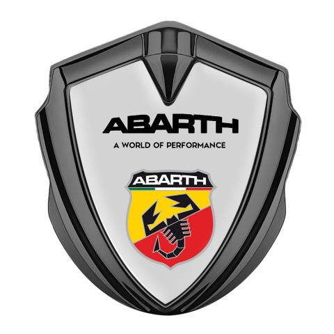 Fiat Abarth Emblem Badge Graphite Ash Grey Base Multicolor Scorpion Logo