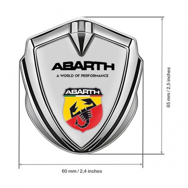Fiat Abarth Emblem Badge Silver Ash Grey Base Multicolor Scorpion Logo