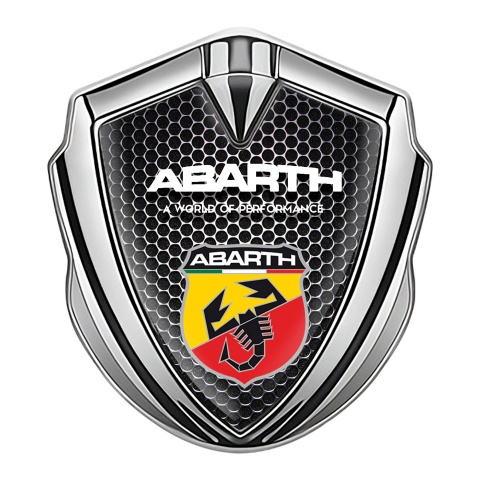 Fiat Abarth Domed Emblem Silver Dark Grate Multicolor Scorpion Shield