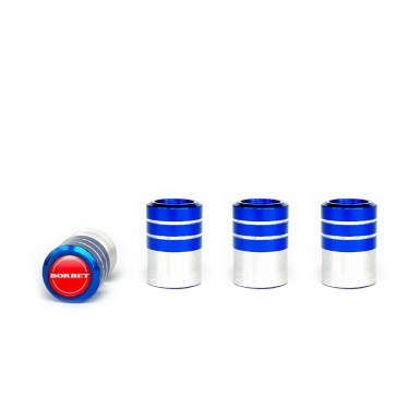 Borbet Valve Caps Blue 4 pcs Red Silicone Sticker with White Logo