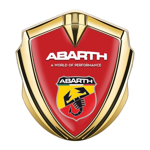 Fiat Abarth Emblem Car Badge Gold Red Base Multicolor Scorpion Shield