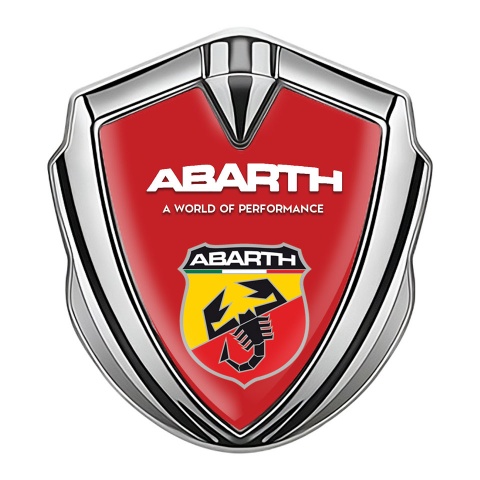 Fiat Abarth Emblem Car Badge Silver Red Base Multicolor Scorpion Shield