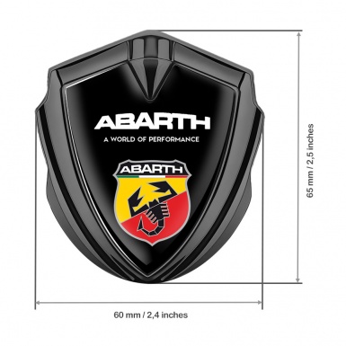 Fiat Abarth Metal Domed Emblem Graphite Black Multicolor Scorpion Logo