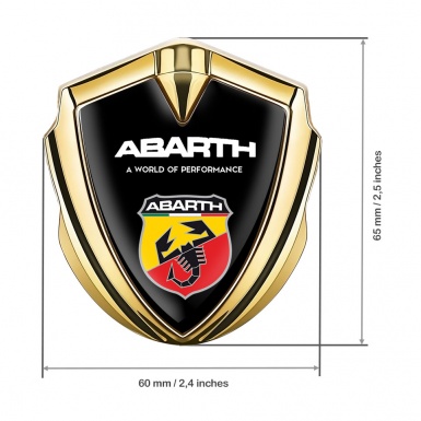 Fiat Abarth Metal Domed Emblem Gold Black Multicolor Scorpion Logo