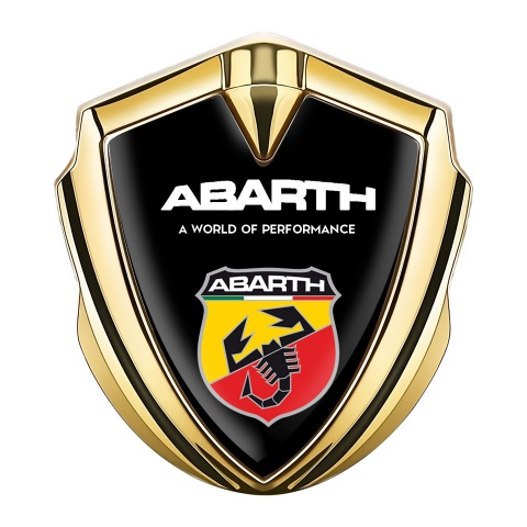 Fiat Abarth Metal Domed Emblem Gold Black Multicolor Scorpion Logo