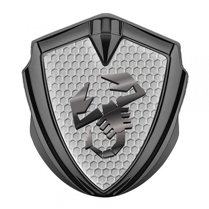 Fiat Abarth Badge Self Adhesive Graphite Grey Hex Metallic Scorpion Logo