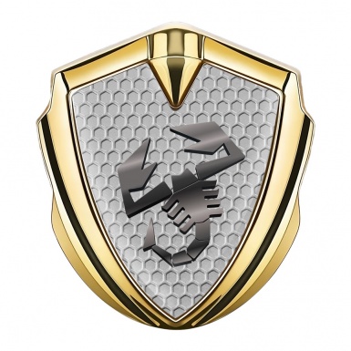 Fiat Abarth Badge Self Adhesive Gold Grey Hex Metallic Scorpion Logo