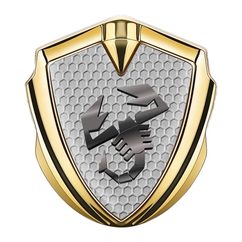 Fiat Abarth Badge Self Adhesive Gold Grey Hex Metallic Scorpion Logo