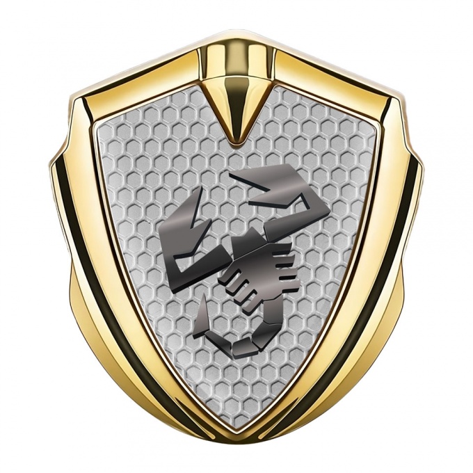 Fiat Abarth Badge Self Adhesive Gold Grey Hex Metallic Scorpion Logo