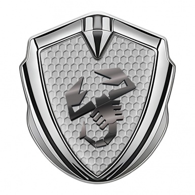 Fiat Abarth Badge Self Adhesive Silver Grey Hex Metallic Scorpion Logo