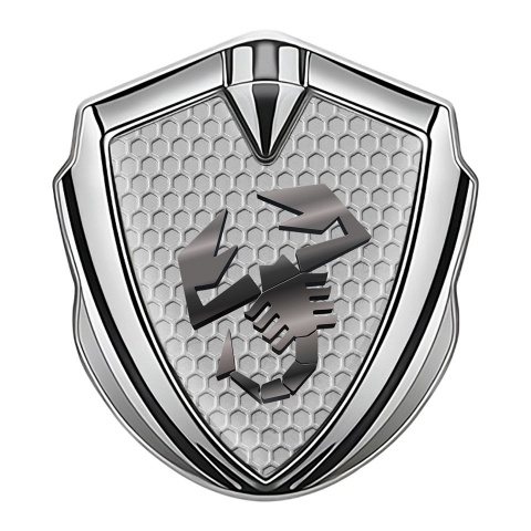 Fiat Abarth Badge Self Adhesive Silver Grey Hex Metallic Scorpion Logo