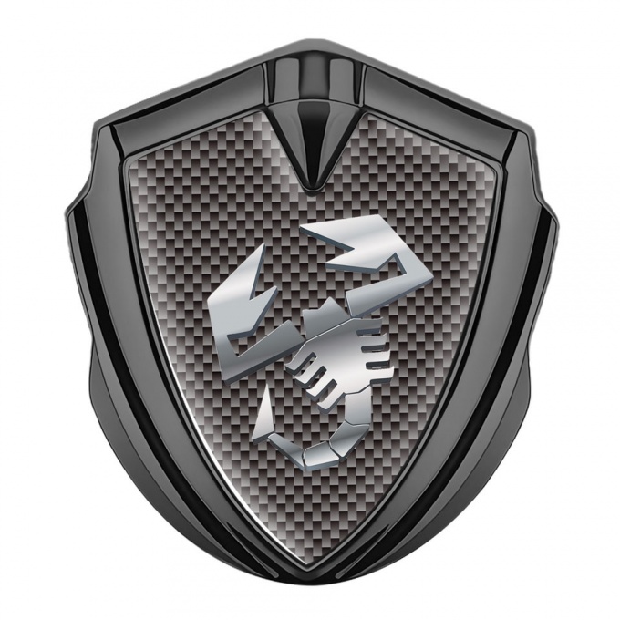 Fiat Abarth Emblem Badge Self Adhesive Graphite Grey Carbon Polished Logo