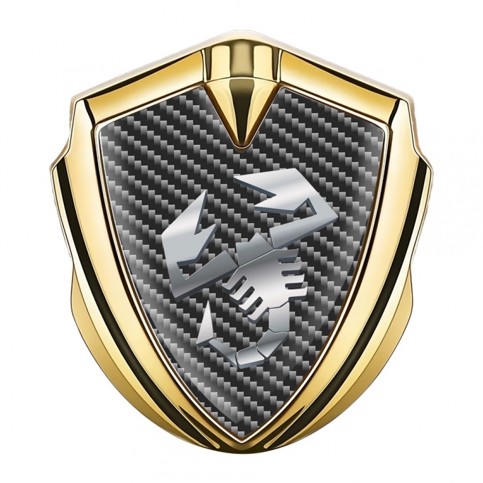 Fiat Abarth Emblem Fender Badge Gold Dark Carbon Polished Steel Logo