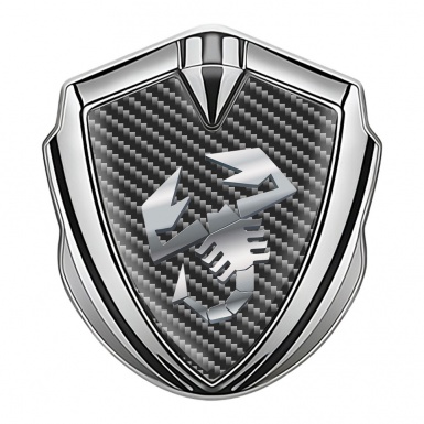 Fiat Abarth Emblem Fender Badge Silver Dark Carbon Polished Steel Logo