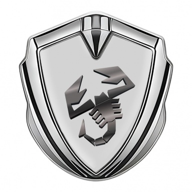 Fiat Abarth Metal Emblem Self Adhesive Silver Moon Grey Metallic Effect