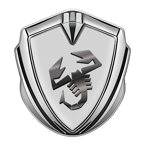 Fiat Abarth Metal Emblem Self Adhesive Silver Moon Grey Metallic Effect