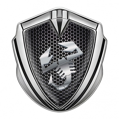 Fiat Abarth Fender Emblem Badge Silver Steel Grate Metallic Logo Effect