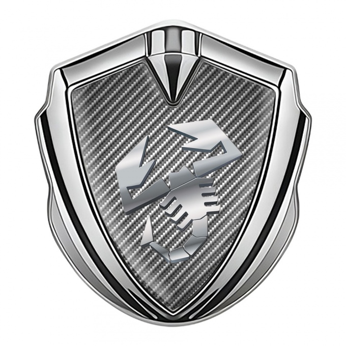 Fiat Abarth Emblem Self Adhesive Silver Light Carbon Steel Logo Effect