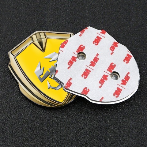 Fiat Abarth Emblem Self Adhesive Gold Yellow Base Steel Logo Edition