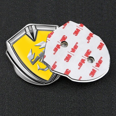 Fiat Abarth Emblem Self Adhesive Silver Yellow Base Steel Logo Edition