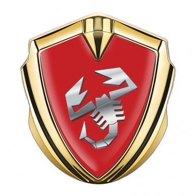 Fiat Abarth Emblem Badge Gold Crimson Fill Metallic Scorpion Effect