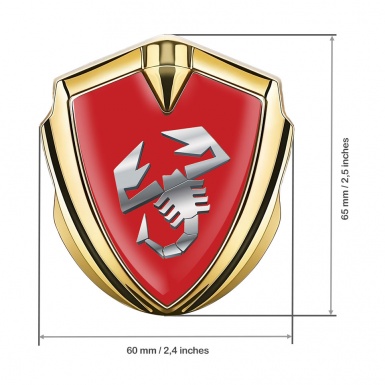 Fiat Abarth Emblem Badge Gold Crimson Fill Metallic Scorpion Effect
