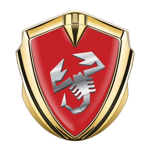 Fiat Abarth Emblem Badge Gold Crimson Fill Metallic Scorpion Effect