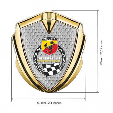 Fiat Abarth Emblem Car Badge Gold Grey Hex Racing Flag Edition