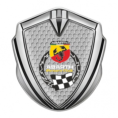 Fiat Abarth Emblem Car Badge Silver Grey Hex Racing Flag Edition