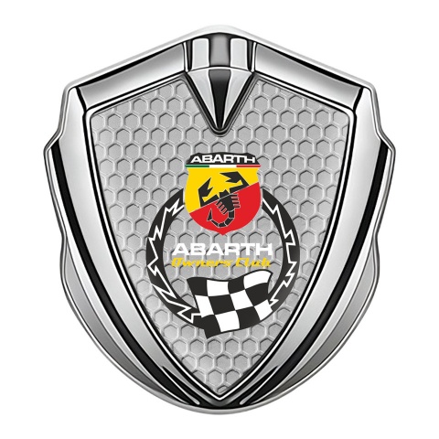 Fiat Abarth Emblem Car Badge Silver Grey Hex Racing Flag Edition