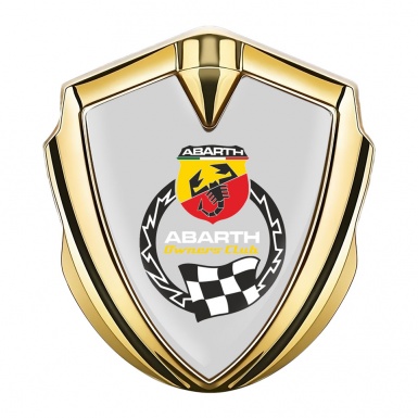 Fiat Abarth Metal Domed Emblem Gold Grey Base Owners Club Edition