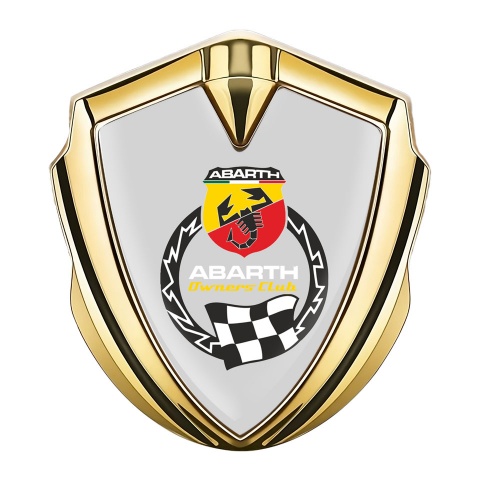Fiat Abarth Metal Domed Emblem Gold Grey Base Owners Club Edition