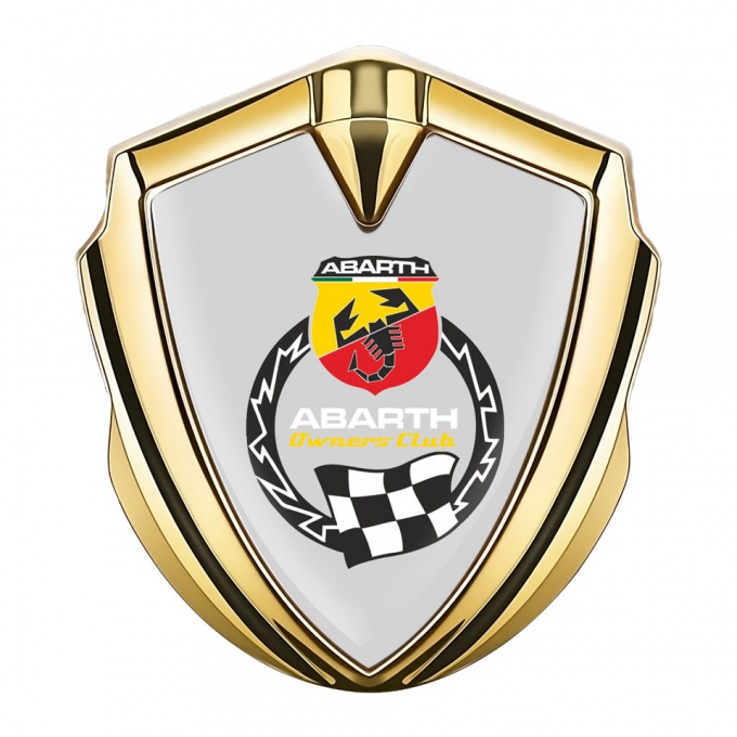 Fiat Abarth Metal Domed Emblem Gold Grey Base Owners Club Edition