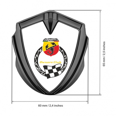 Fiat Abarth Emblem Trunk Badge Graphite White Owners Racing Club Logo