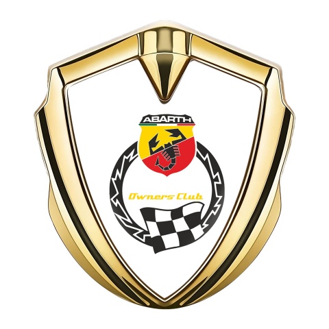 Fiat Abarth Emblem Trunk Badge Gold White Owners Racing Club Logo