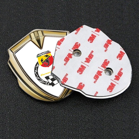 Fiat Abarth Emblem Trunk Badge Gold White Owners Racing Club Logo