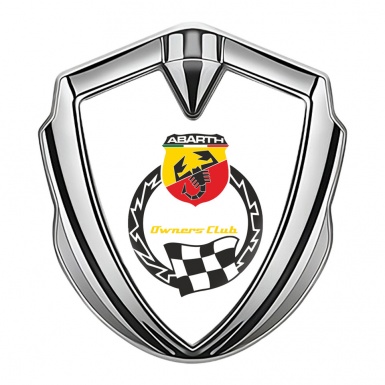 Fiat Abarth Emblem Trunk Badge Silver White Owners Racing Club Logo