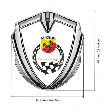 Fiat Abarth Emblem Trunk Badge Silver White Owners Racing Club Logo