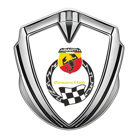 Fiat Abarth Emblem Trunk Badge Silver White Owners Racing Club Logo